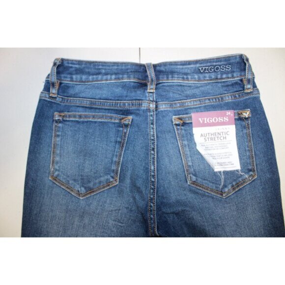 Womens Vigoss Jagger Classic Cut Skinny Stretch Mid Rise Jeans Blue W24 L27 NWT - Picture 7 of 8